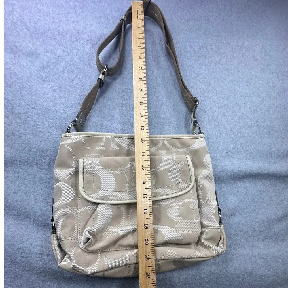 Coach Kyra Crossbody Bag Signature Canvas Khaki Monogram Hobo